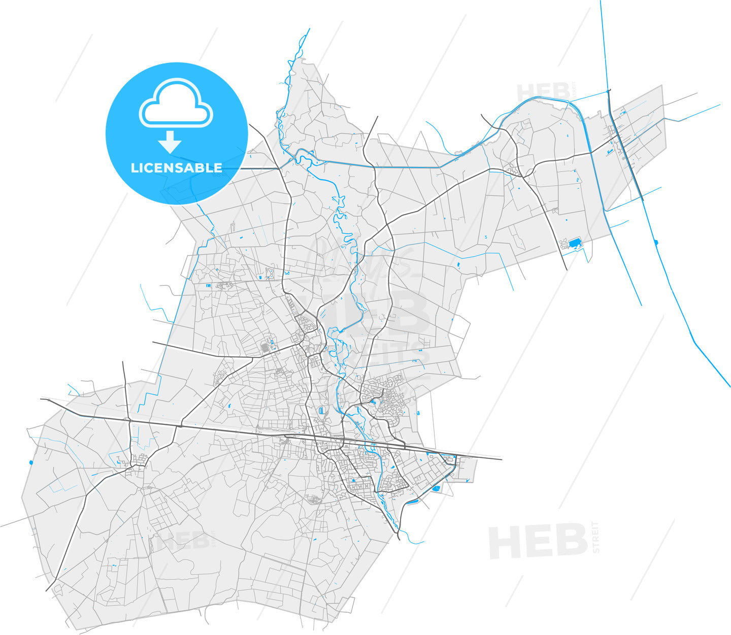 Hellendoorn, Overijssel, Netherlands, high quality vector map
