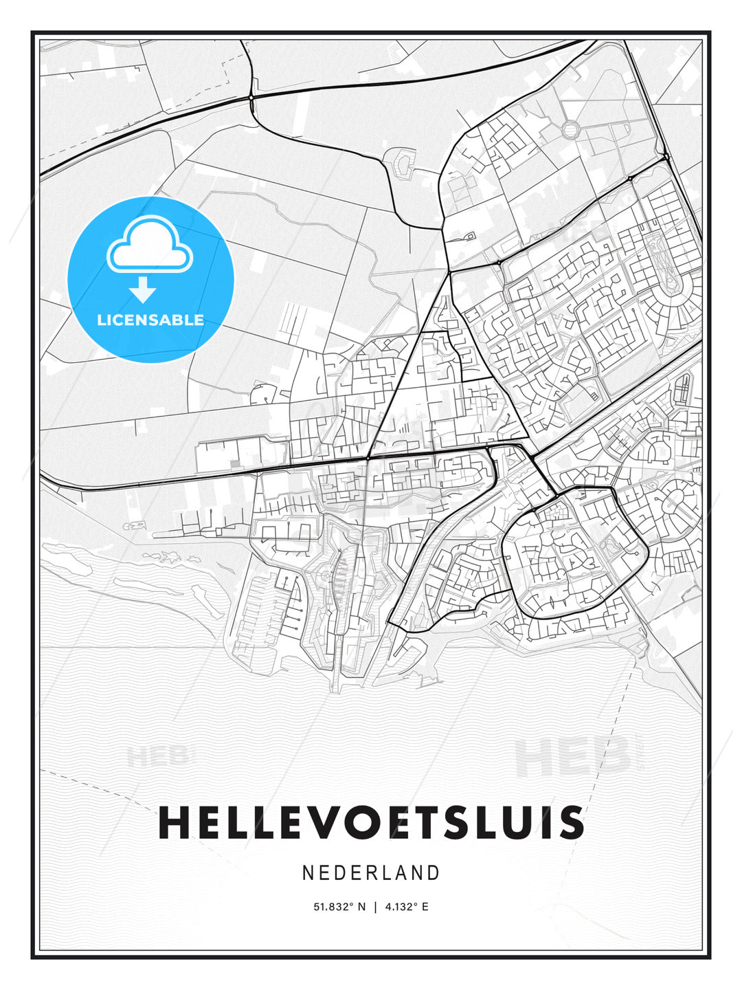Hellevoetsluis, Netherlands, Modern Print Template in Various Formats - HEBSTREITS Sketches