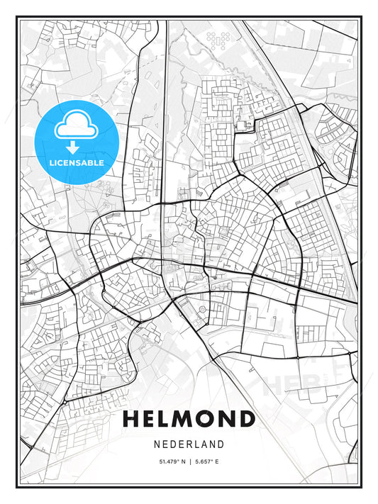 Helmond, Netherlands, Modern Print Template in Various Formats - HEBSTREITS Sketches
