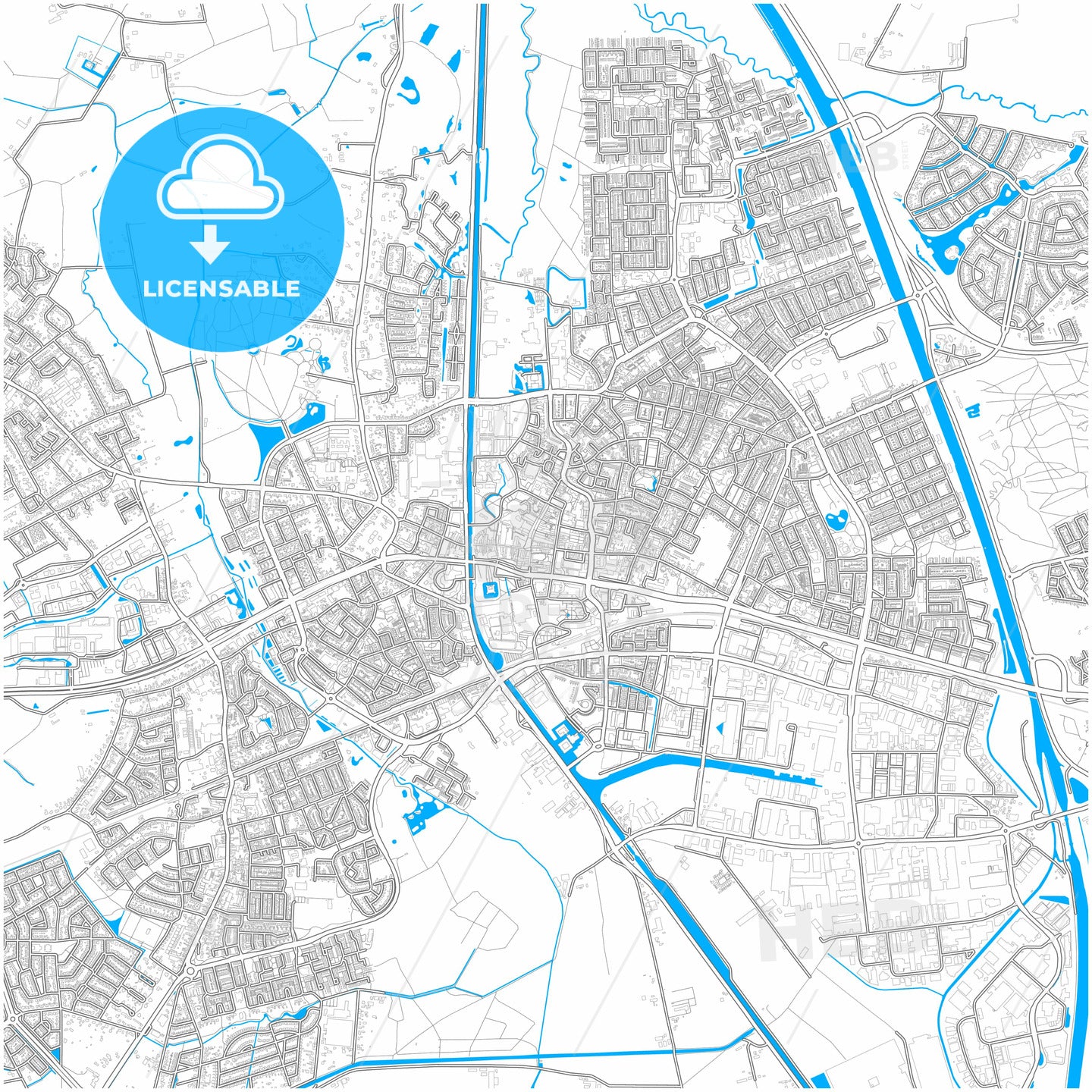 Helmond, North Brabant, Netherlands, city map with high quality roads.