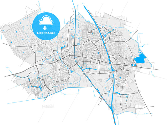 Helmond, North Brabant, Netherlands, high quality vector map