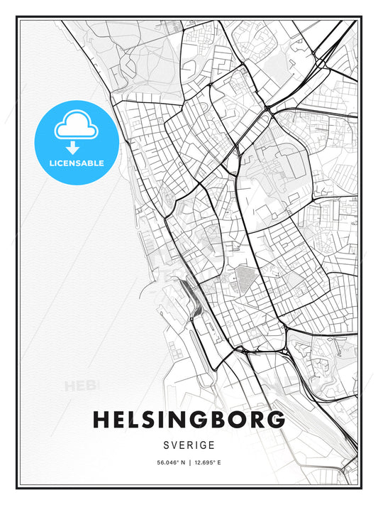 Helsingborg, Sweden, Modern Print Template in Various Formats - HEBSTREITS Sketches