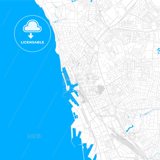 Helsingborg, Sweden bright two-toned vector map