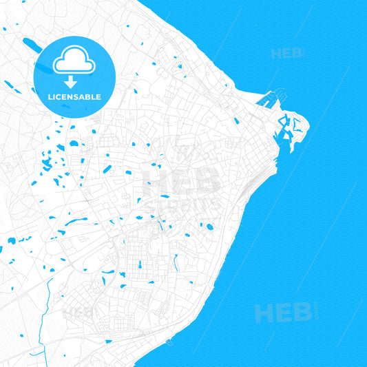Helsingør, Denmark PDF vector map with water in focus
