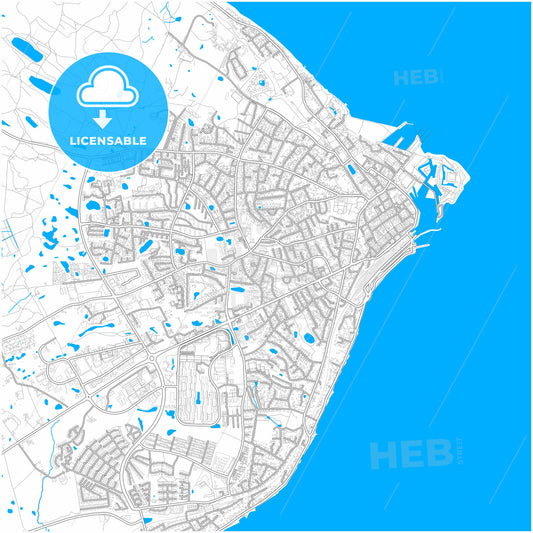 Helsingør Municipality, Denmark, city map with high quality roads.