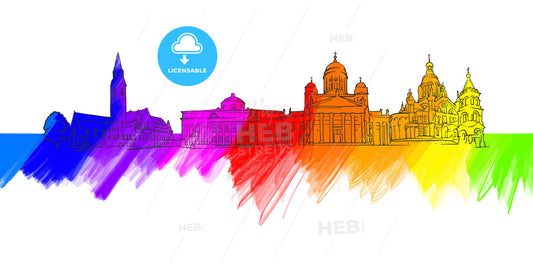 Helsinki Finland Colorful Landmark Banner – instant download