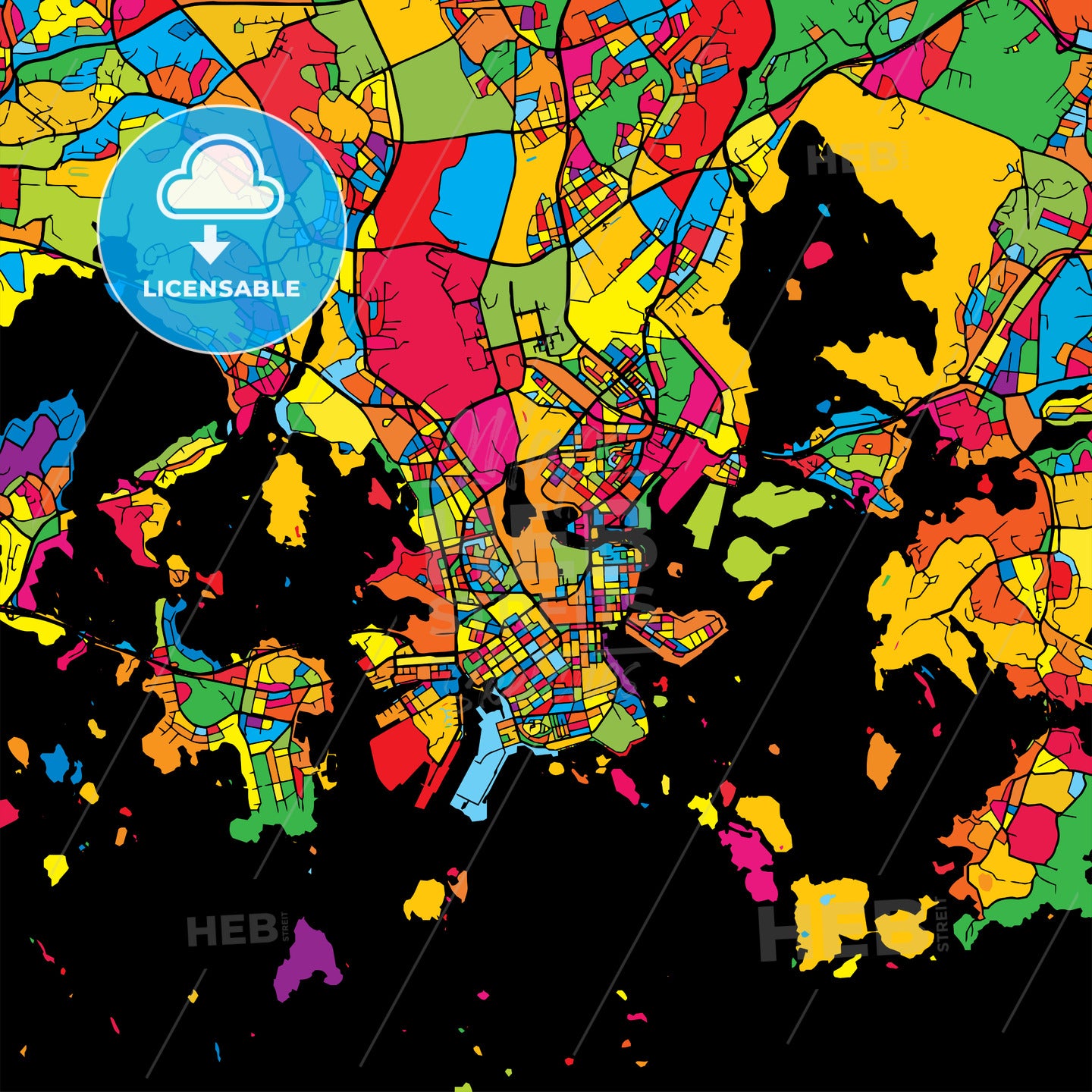 Helsinki Finland Colorful Map