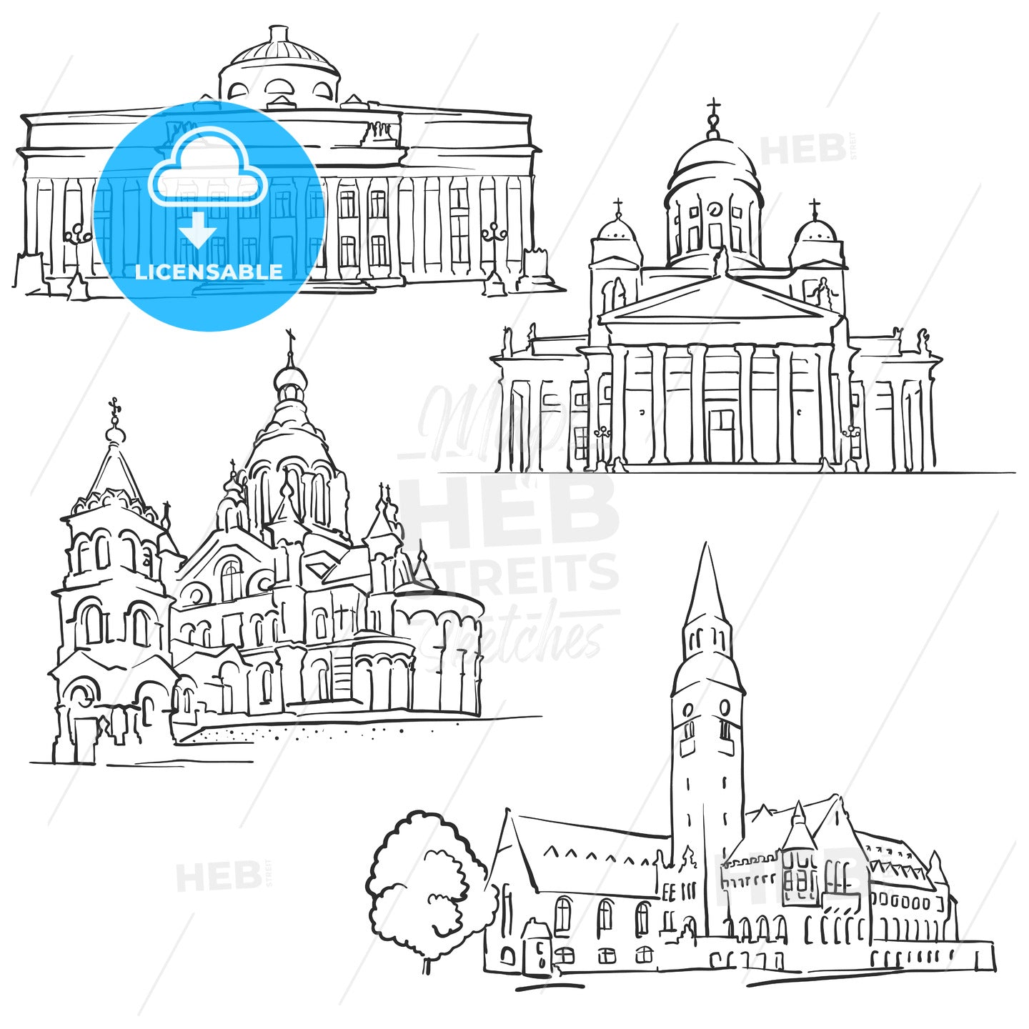 Helsinki Finland Famous Buildings – instant download