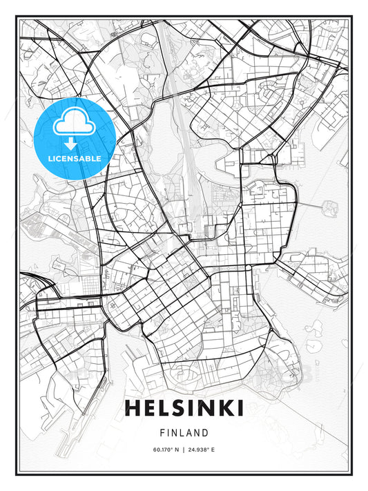 Helsinki, Finland, Modern Print Template in Various Formats - HEBSTREITS Sketches