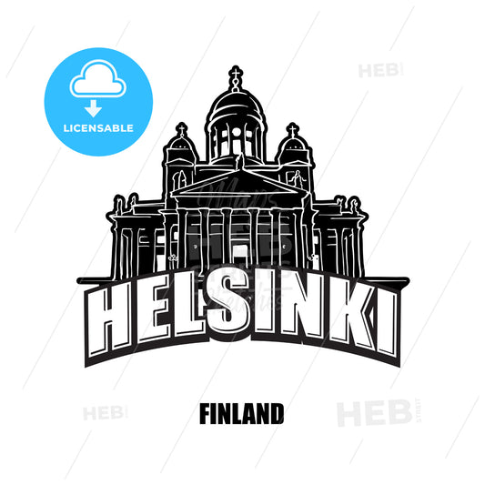 Helsinki, Finland, black and white logo – instant download