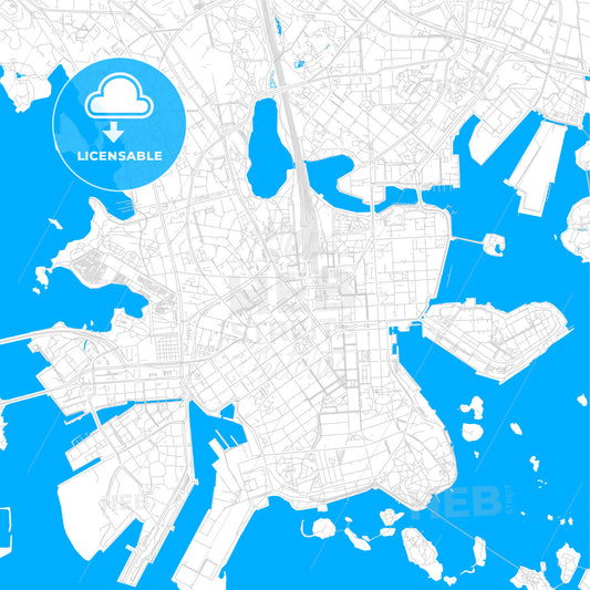 Helsinki, Finland bright two-toned vector map