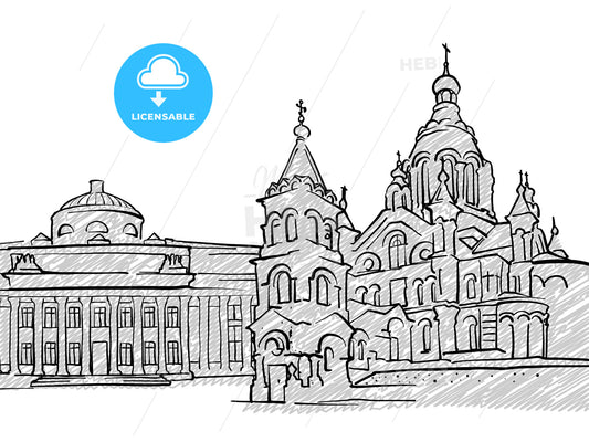 Helsinki, Finland famous Travel Sketch – instant download