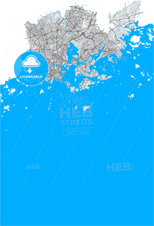 Helsinki, Finland, high quality vector map