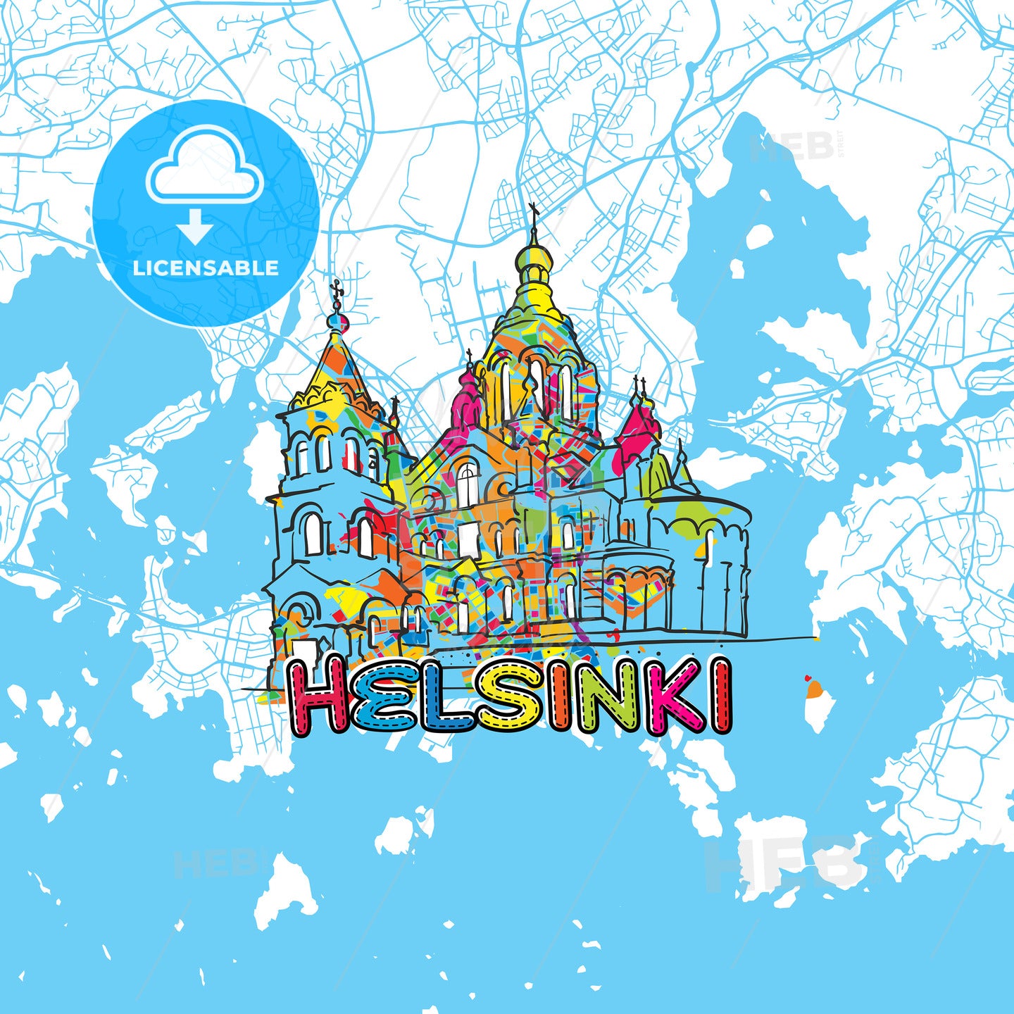 Helsinki Travel Art Map