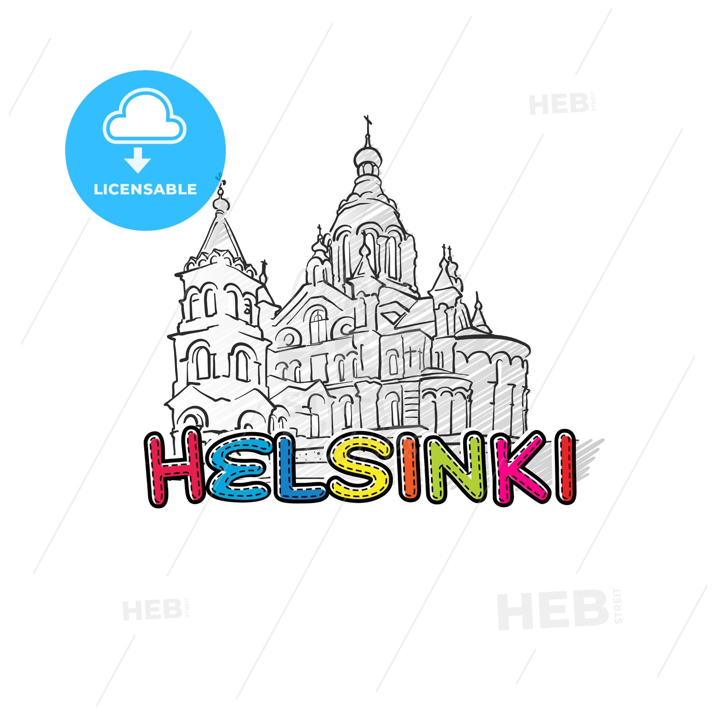Helsinki beautiful sketched icon – instant download