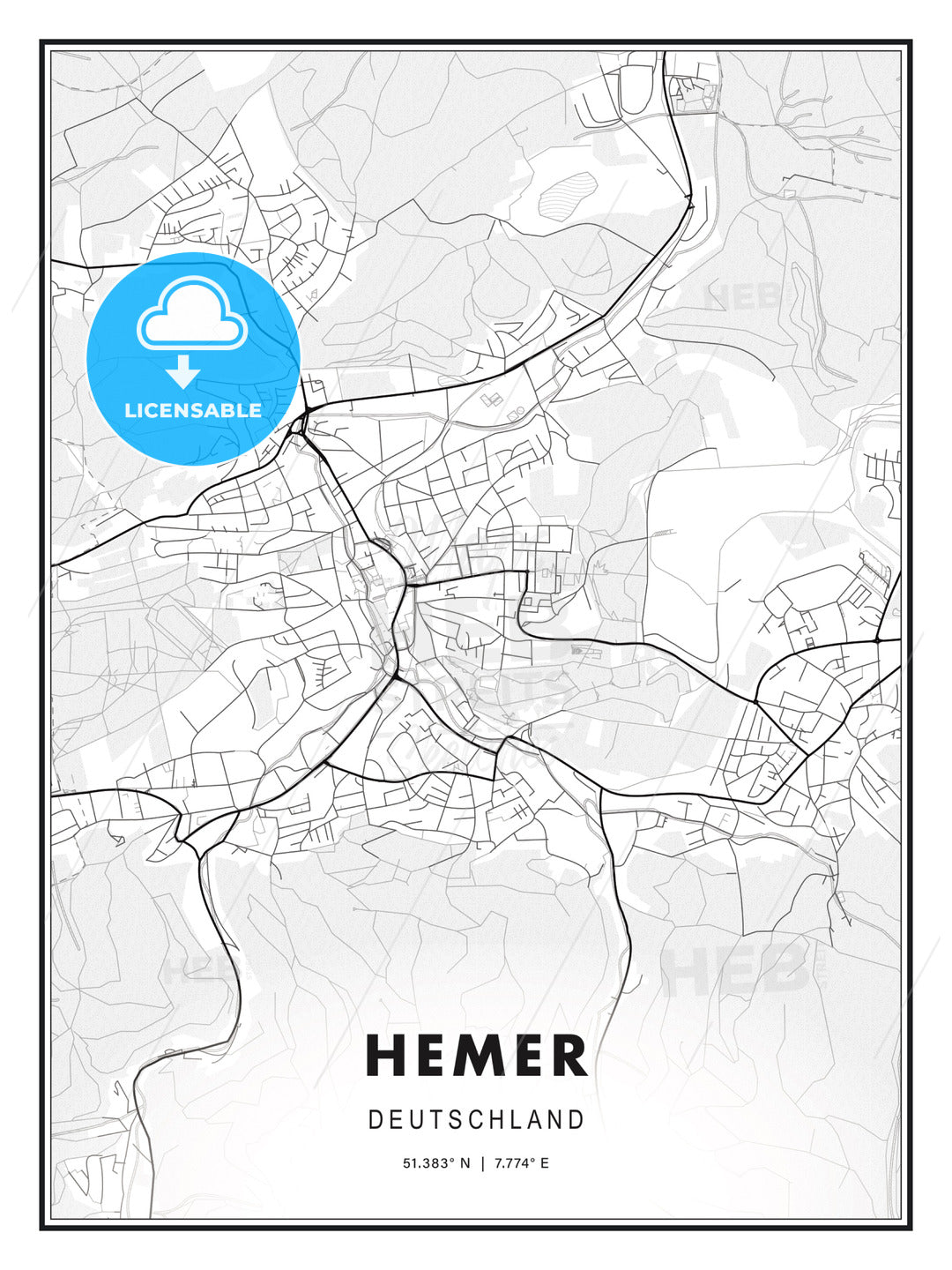 Hemer, Germany, Modern Print Template in Various Formats - HEBSTREITS Sketches