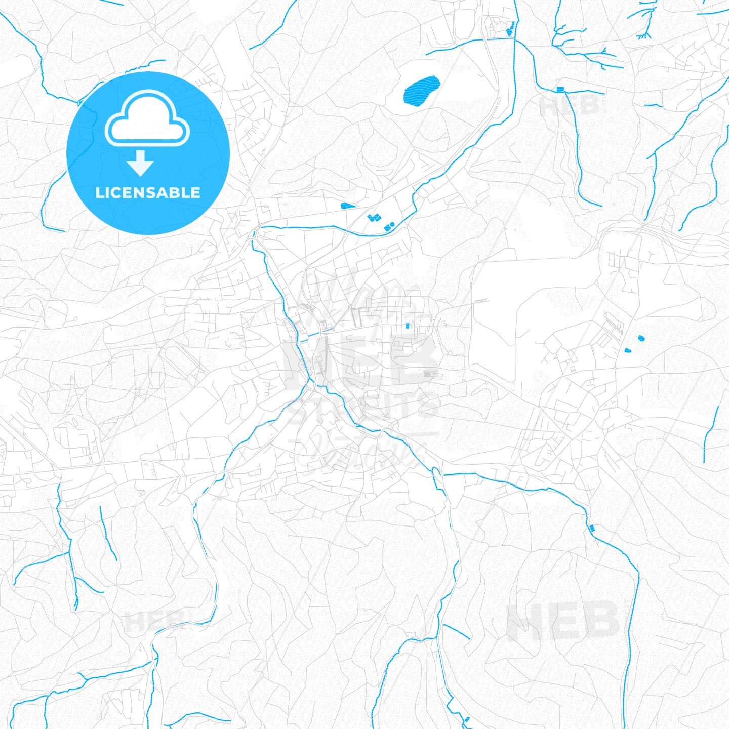 Hemer, Germany PDF vector map with water in focus