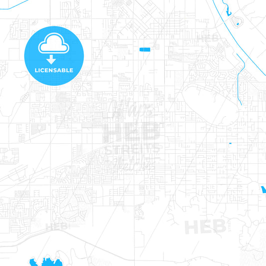 Hemet, California, United States, PDF vector map with water in focus