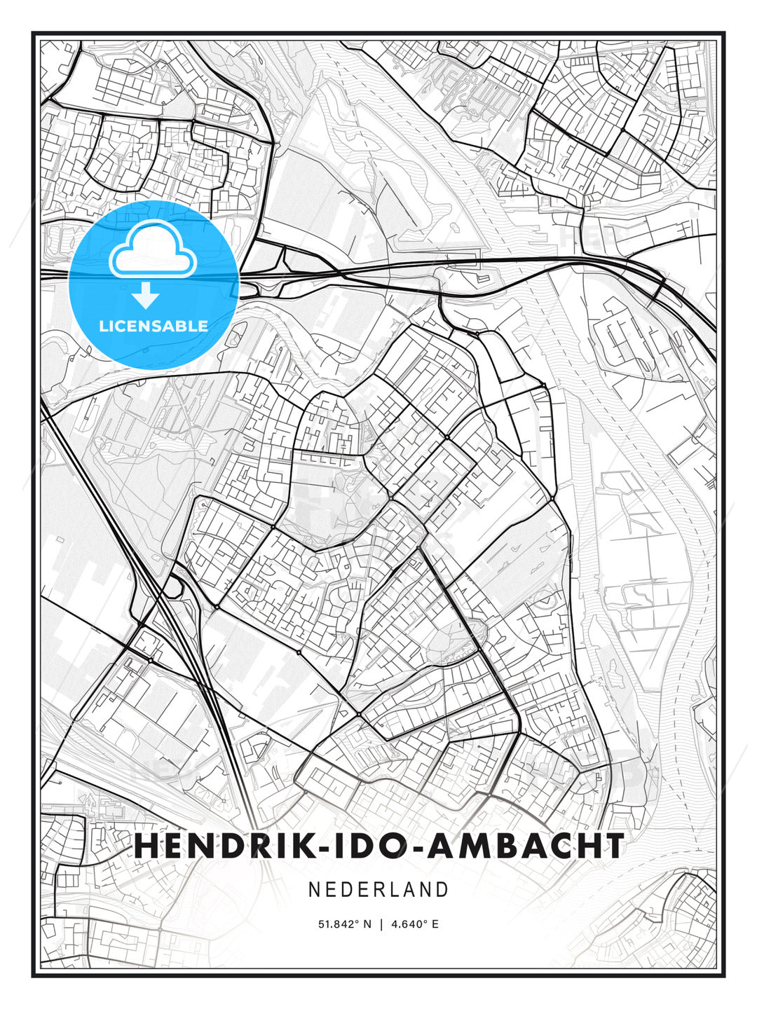 Hendrik-Ido-Ambacht, Netherlands, Modern Print Template in Various Formats - HEBSTREITS Sketches