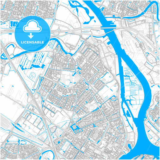 Hendrik-Ido-Ambacht, South Holland, Netherlands, city map with high quality roads.