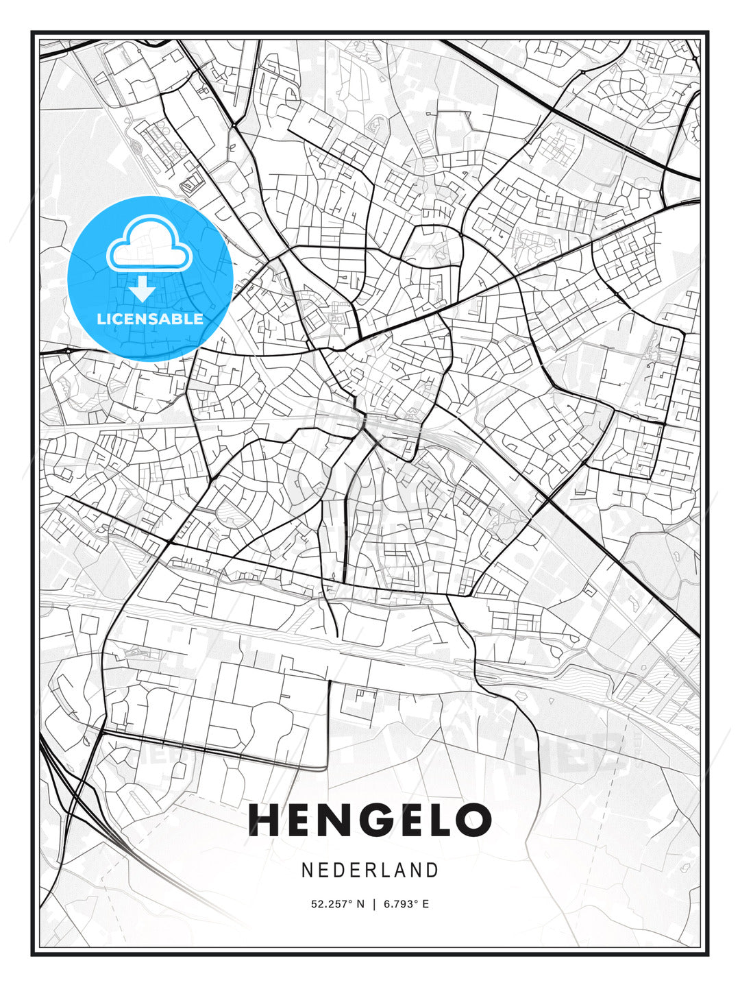 Hengelo, Netherlands, Modern Print Template in Various Formats - HEBSTREITS Sketches