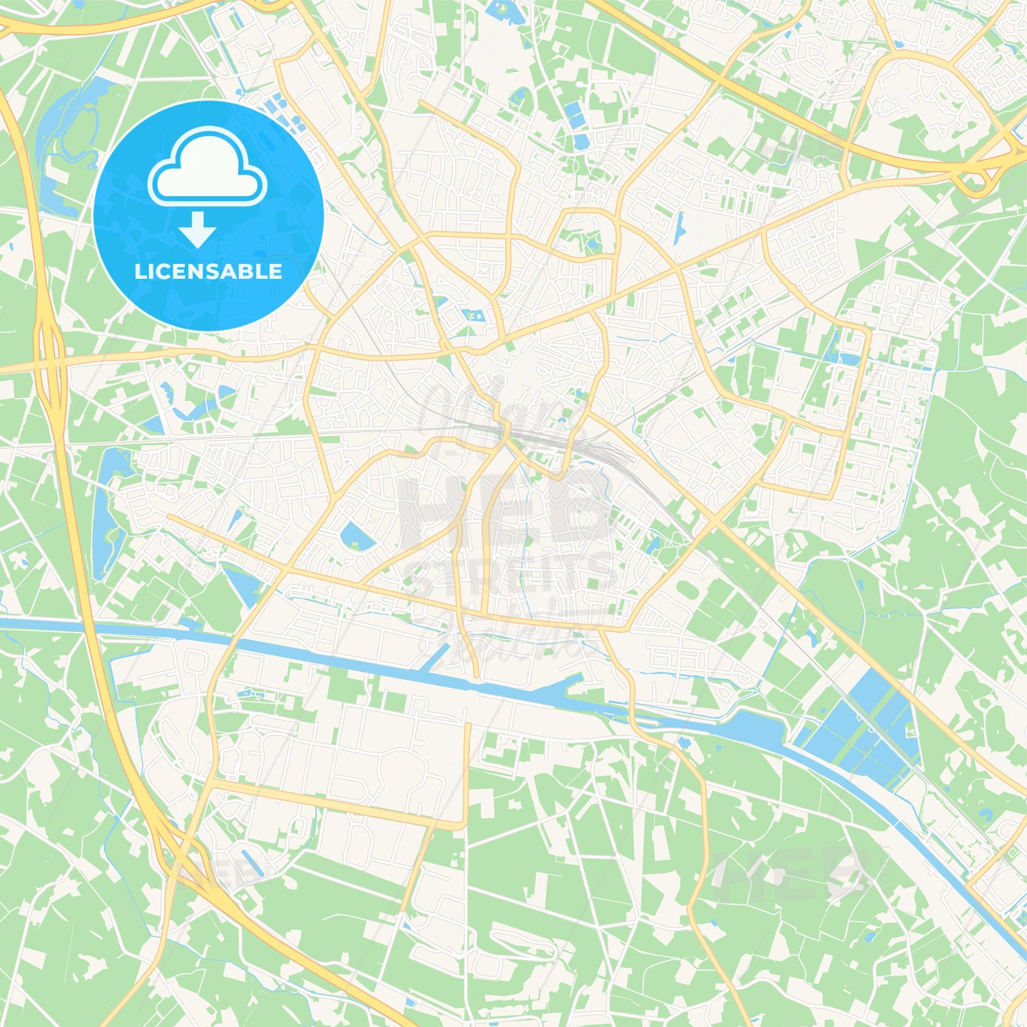 Hengelo, Netherlands Vector Map - Classic Colors