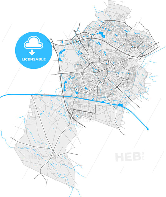 Hengelo, Overijssel, Netherlands, high quality vector map