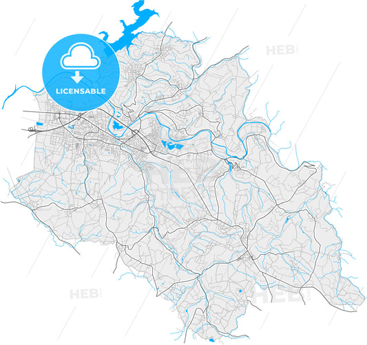 Hennef (Sieg), North Rhine-Westphalia, Germany, high quality vector map