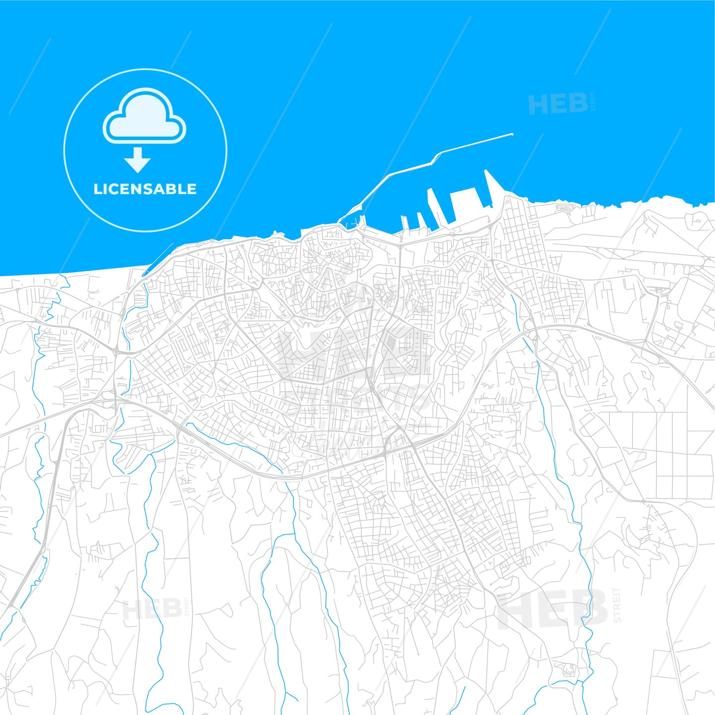 Heraklion, Greece bright two-toned vector map