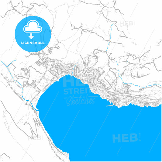 Herceg Novi, Coastal, Montenegro, city map with high quality roads.