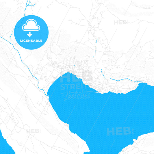 Herceg Novi, Montenegro PDF vector map with water in focus