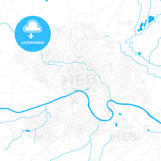 Hereford, England PDF vector map with water in focus