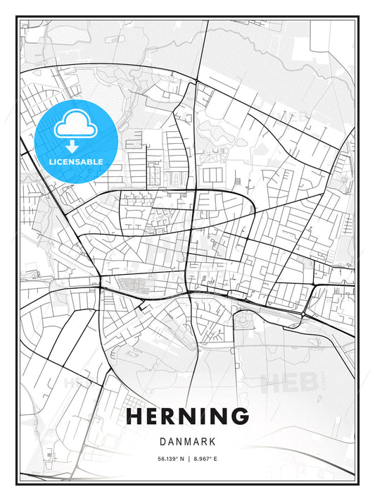 Herning, Denmark, Modern Print Template in Various Formats - HEBSTREITS Sketches