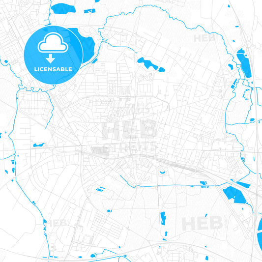 Herning, Denmark PDF vector map with water in focus