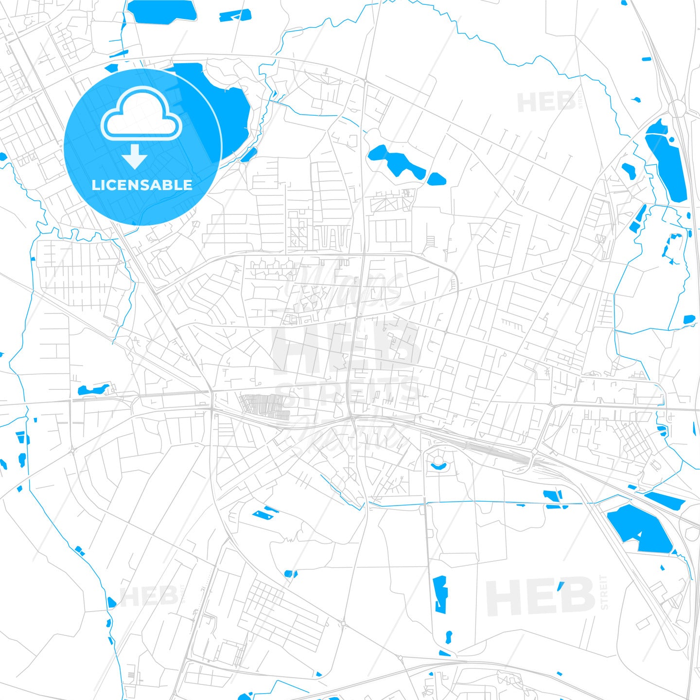 Herning, Denmark bright two-toned vector map