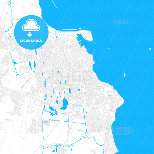 Heroica Veracruz, Mexico PDF vector map with water in focus