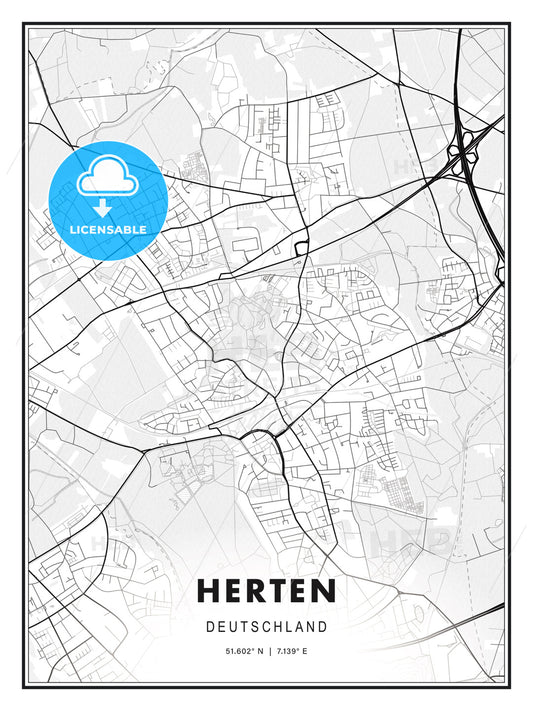 Herten, Germany, Modern Print Template in Various Formats - HEBSTREITS Sketches