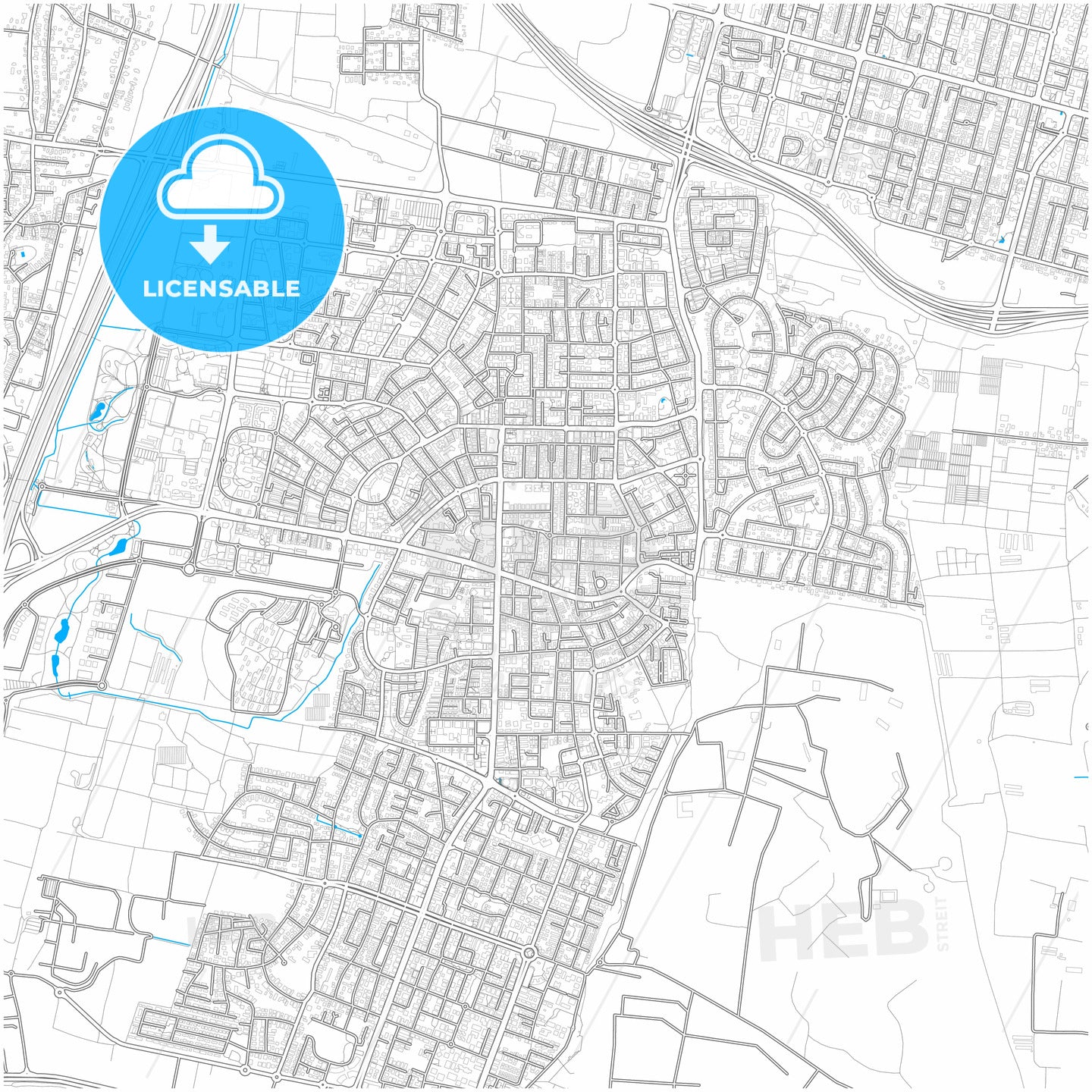 Herzliya, Tel Aviv, Israel, city map with high quality roads.