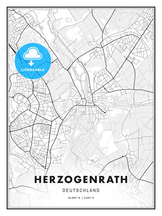 Herzogenrath, Germany, Modern Print Template in Various Formats - HEBSTREITS Sketches