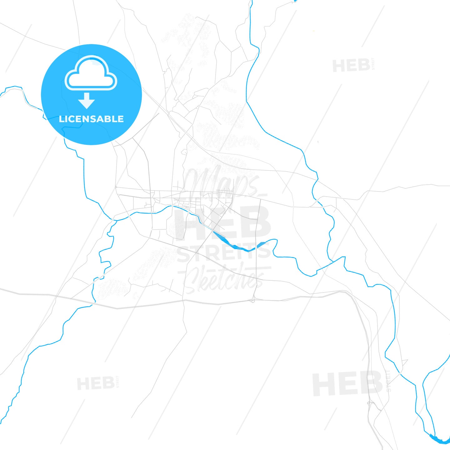 Hezhou, China PDF vector map with water in focus