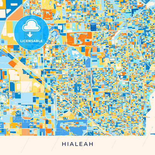 Hialeah colorful map poster template