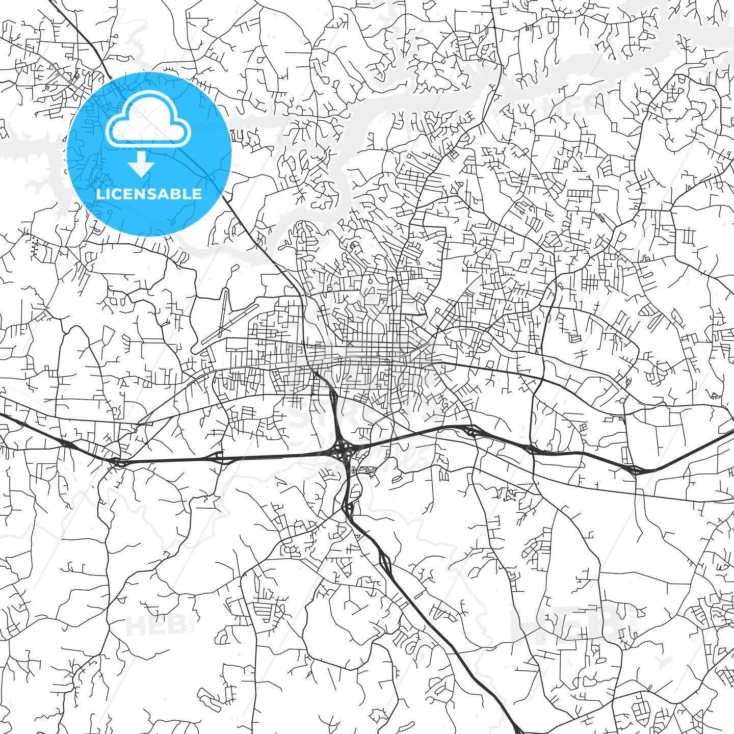 Hickory, North Carolina - Area Map - Light