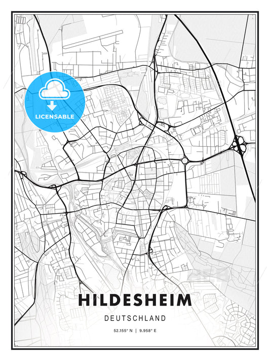 Hildesheim, Germany, Modern Print Template in Various Formats - HEBSTREITS Sketches