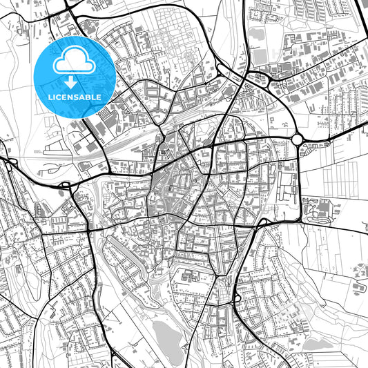 Hildesheim, Germany, vector map with buildings