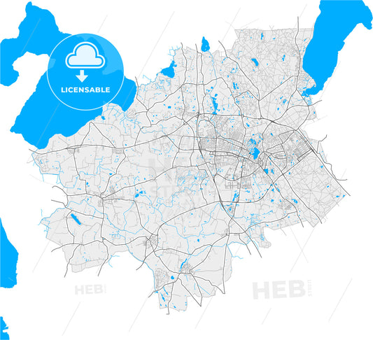 Hillerød Municipality, Denmark, high quality vector map