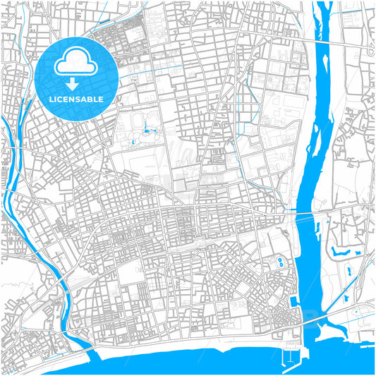 Hiratsuka, Kanagawa, Japan, city map with high quality roads.