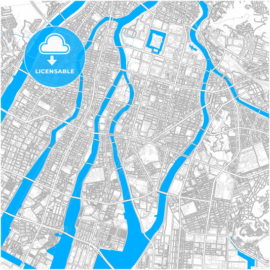 Hiroshima, Hiroshima, Japan, city map with high quality roads.
