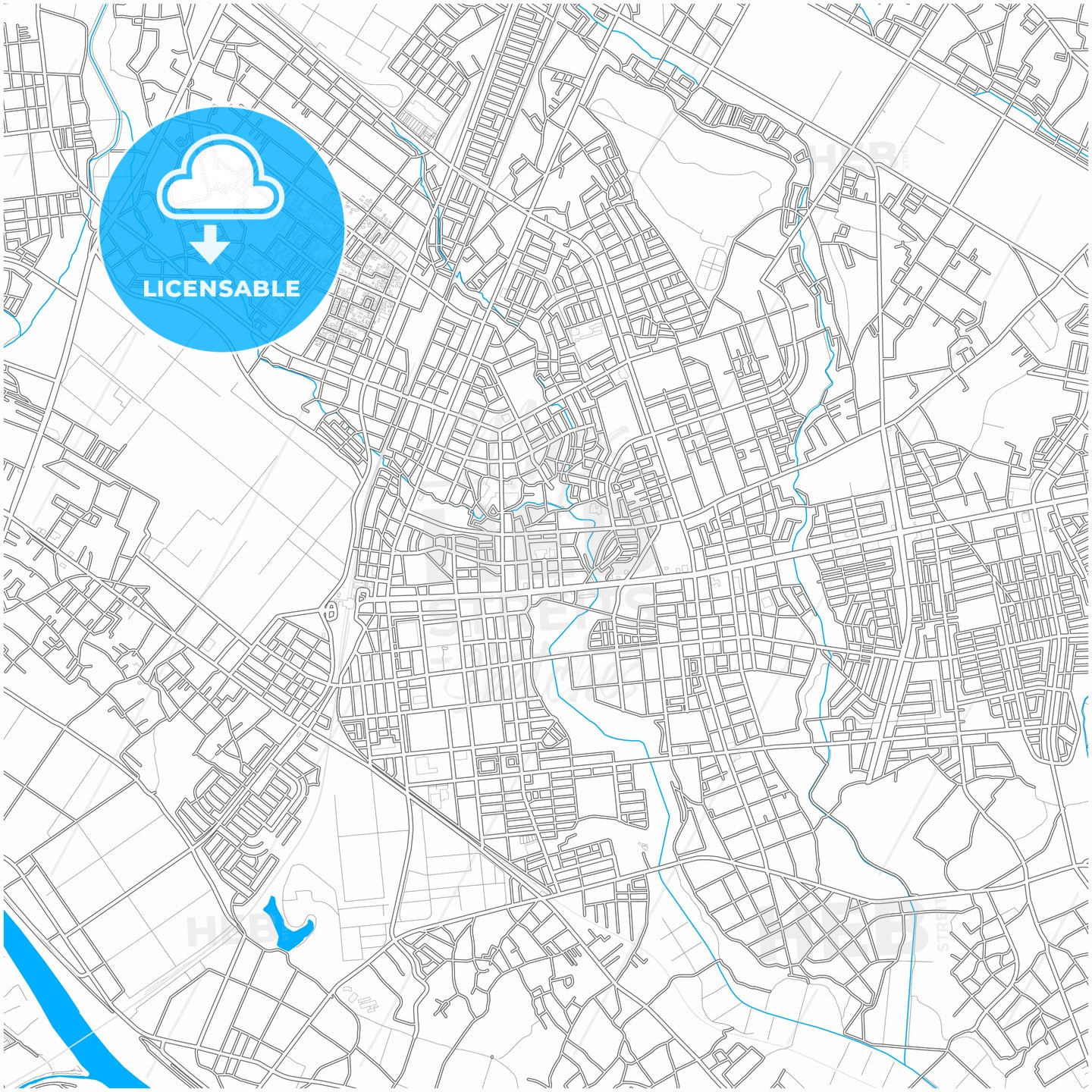 Hitachinaka, Ibaraki, Japan, city map with high quality roads.