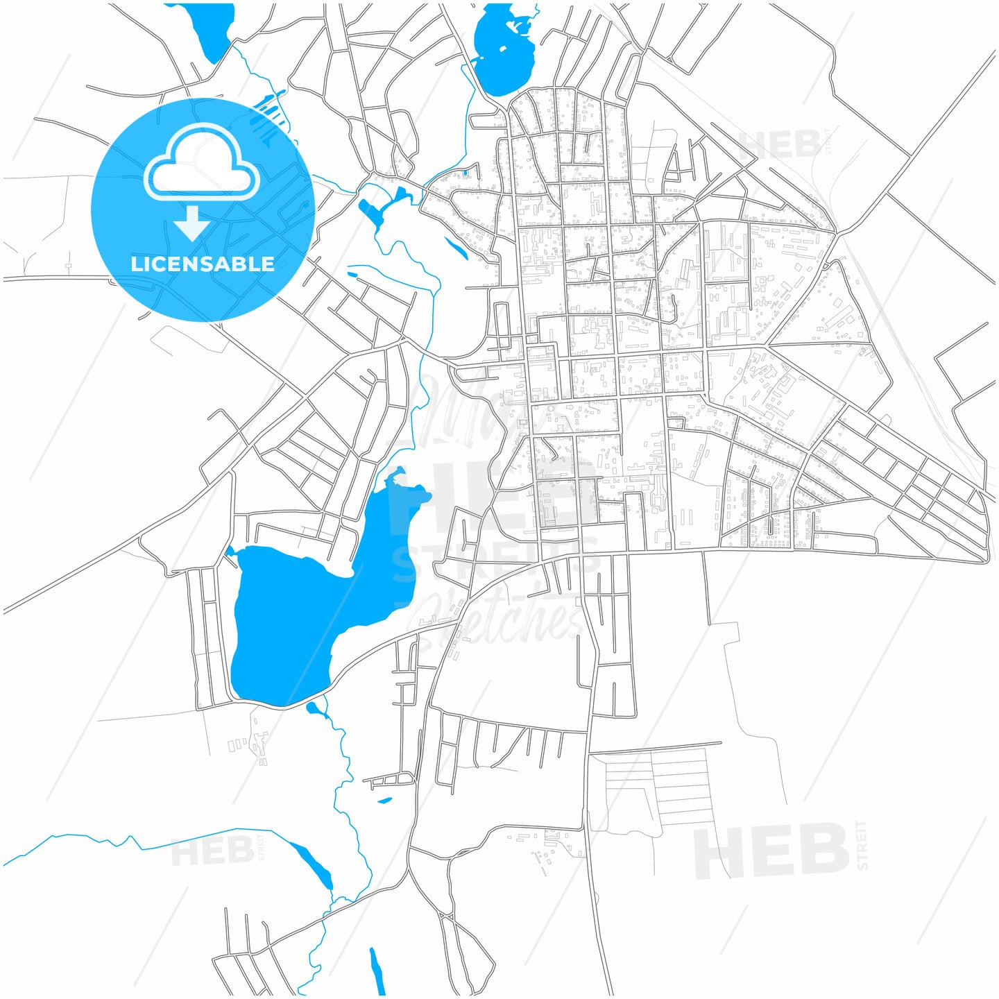 Hlukhiv, Sumy Oblast, Ukraine, city map with high quality roads.