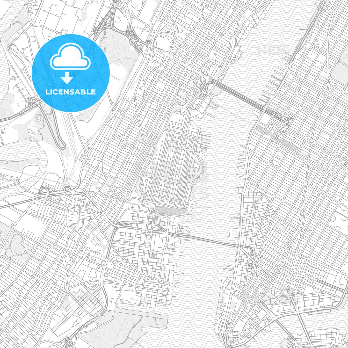 Hoboken, New Jersey, USA, bright outlined vector map